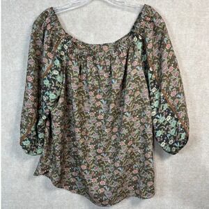 Anthropologie One September Evette's‎  Mixed Retro Floral Blouse Size Small